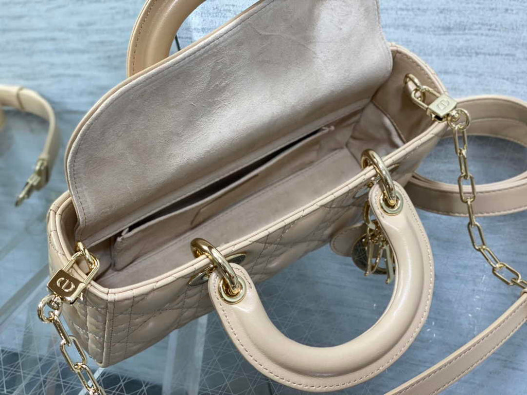 Dior Small Lady D-Joy Bag M0613 Apricot Cannage Lambskin - Default Title - View 4
