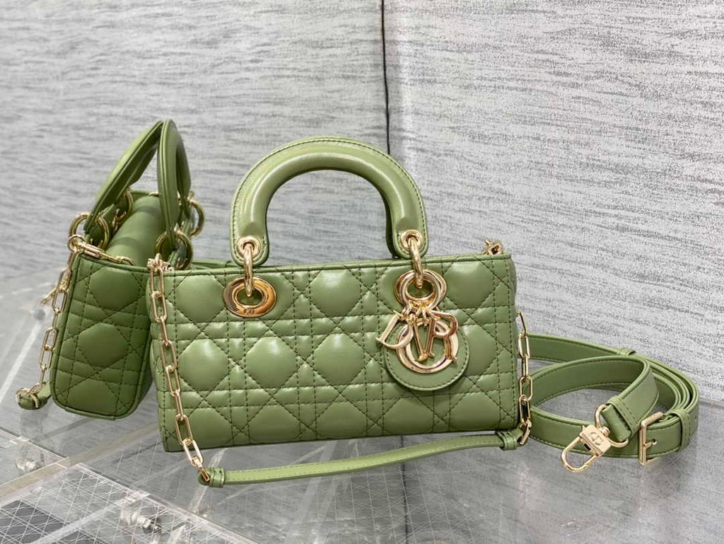 Dior Small Lady D-Joy Bag M0613 Green Cannage Lambskin - Default Title - View 1