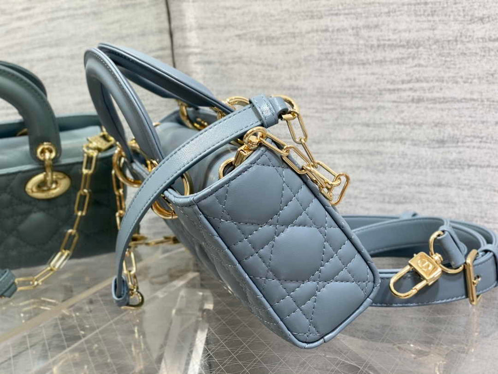 Dior Small Lady D-Joy Bag M0613 Sky Blue Cannage Lambskin - Default Title - View 8