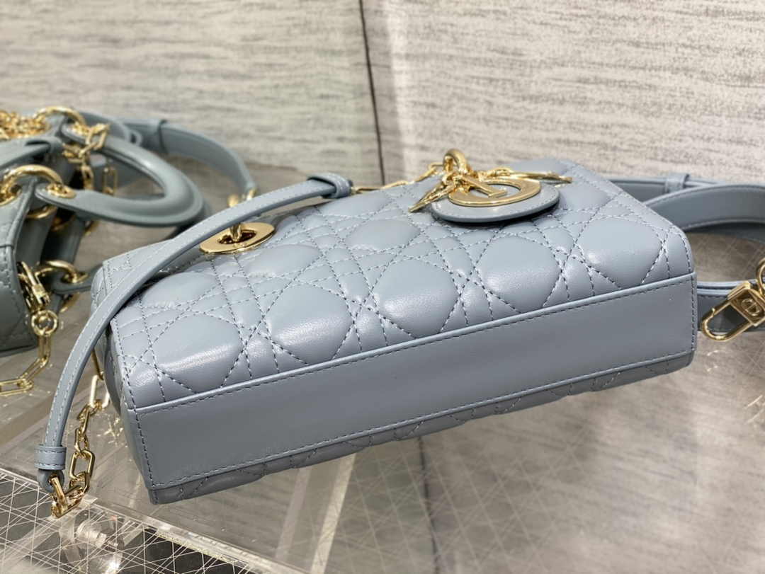 Dior Small Lady D-Joy Bag M0613 Sky Blue Cannage Lambskin - Default Title - View 4