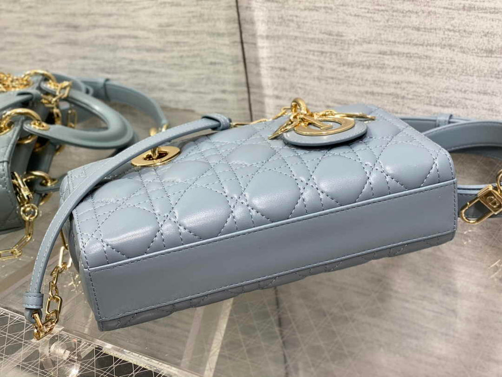 Dior Small Lady D-Joy Bag M0613 Sky Blue Cannage Lambskin - Default Title - View 4