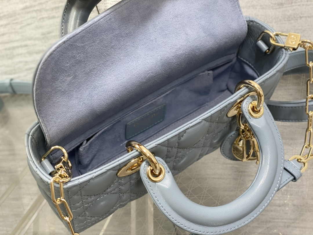 Dior Small Lady D-Joy Bag M0613 Sky Blue Cannage Lambskin - Default Title - View 5