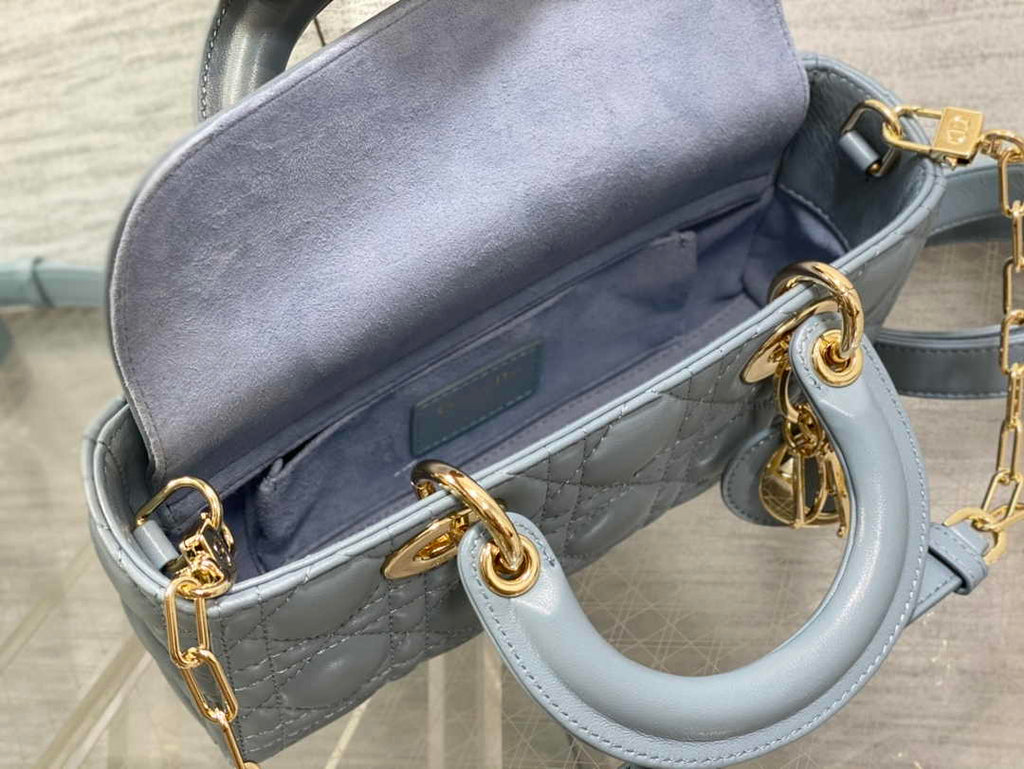 Dior Small Lady D-Joy Bag M0613 Sky Blue Cannage Lambskin - Default Title - View 5