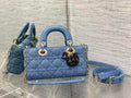 Dior Small Lady D-Joy Bag M0613 Blue Cannage Cotton - Default Title - View 1