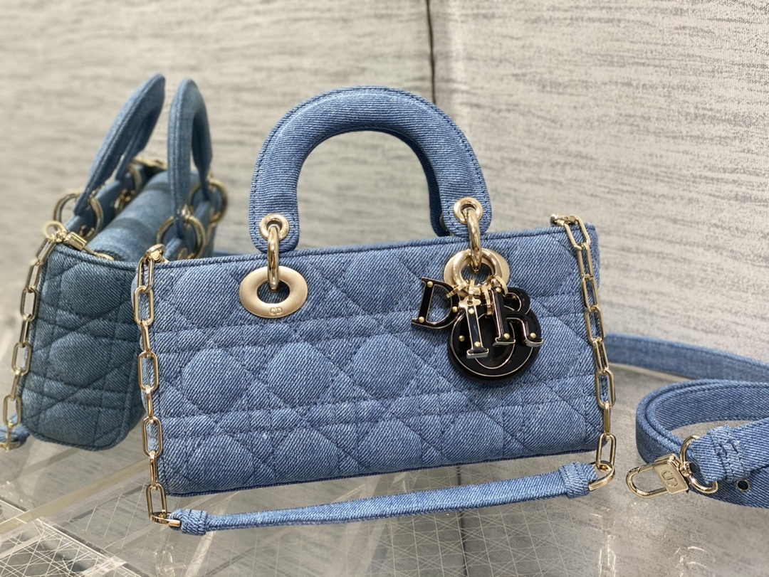 Dior Small Lady D-Joy Bag M0613 Blue Cannage Cotton - Default Title - View 2