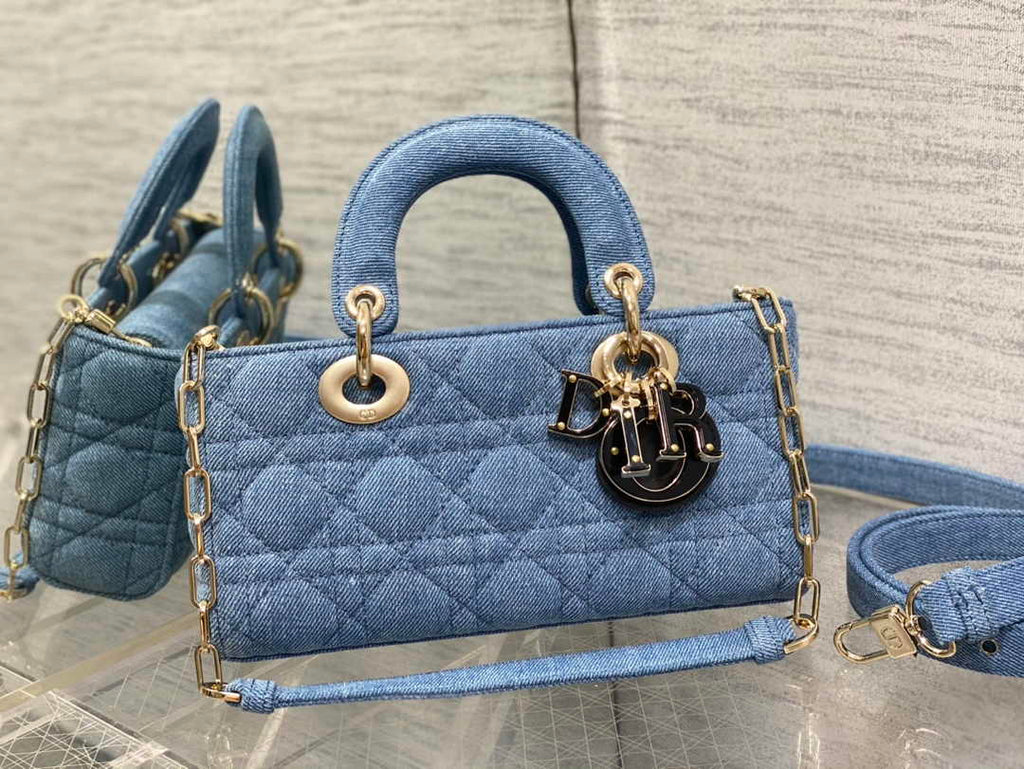 Dior Small Lady D-Joy Bag M0613 Blue Cannage Cotton - Default Title - View 2