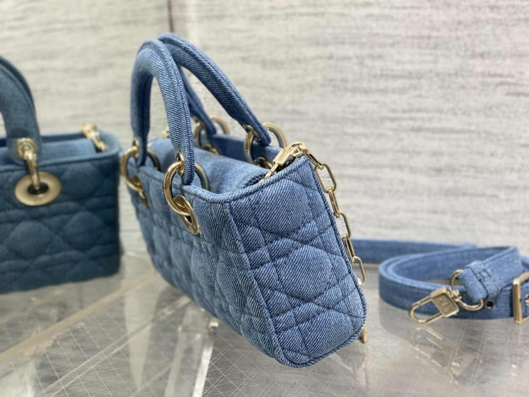 Dior Small Lady D-Joy Bag M0613 Blue Cannage Cotton - Default Title - View 5