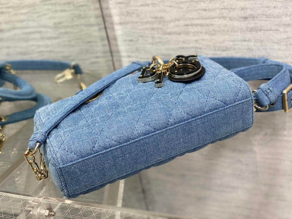 Dior Small Lady D-Joy Bag M0613 Blue Cannage Cotton - Default Title - View 7