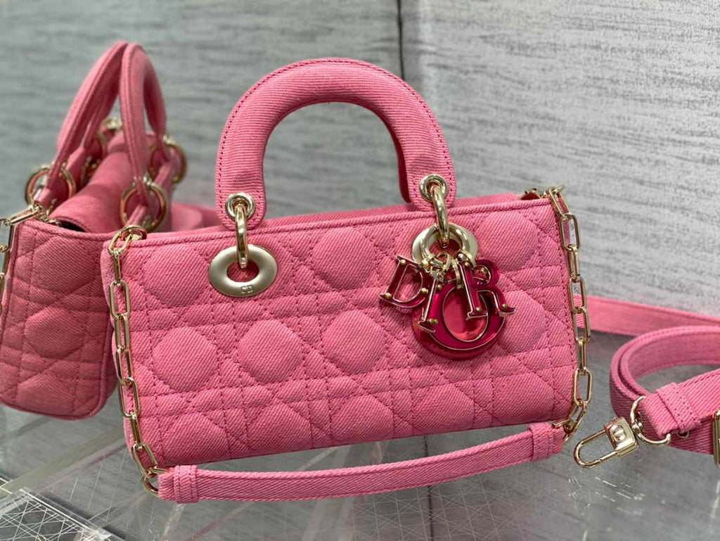 Dior Small Lady D-Joy Bag M0613 Pink Cannage Cotton - Default Title - View 2