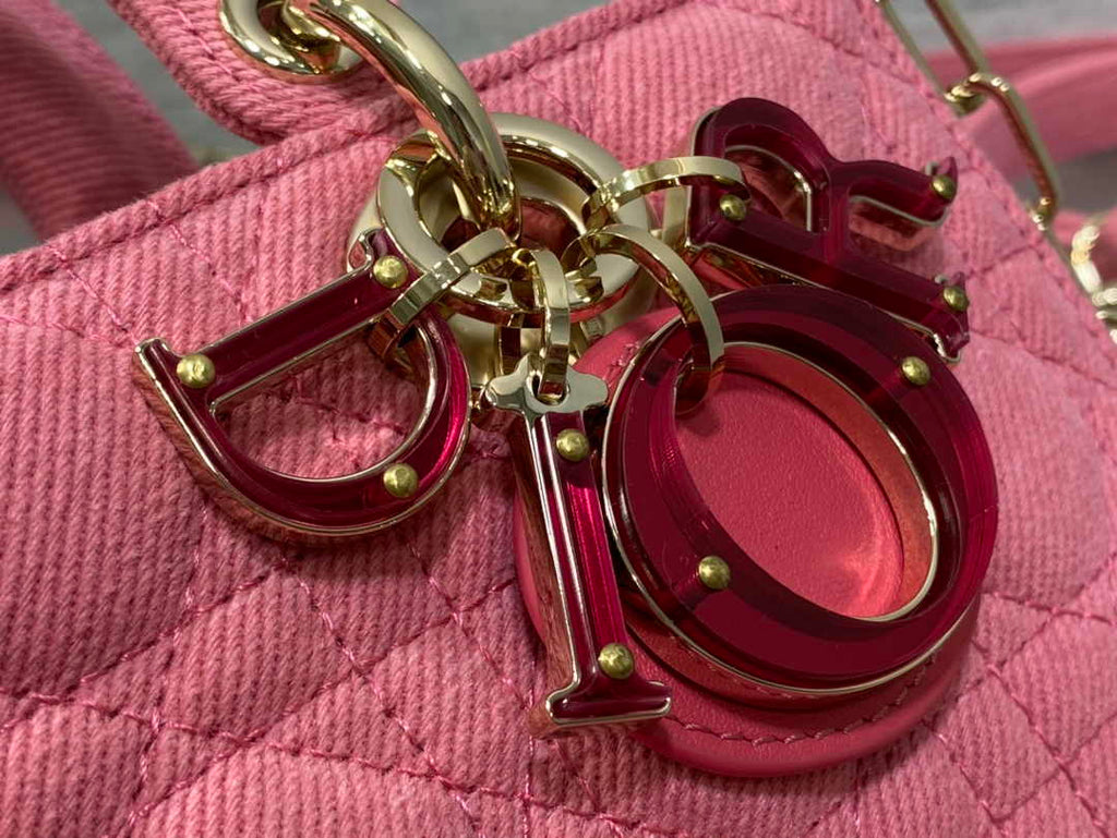 Dior Small Lady D-Joy Bag M0613 Pink Cannage Cotton - Default Title - View 5