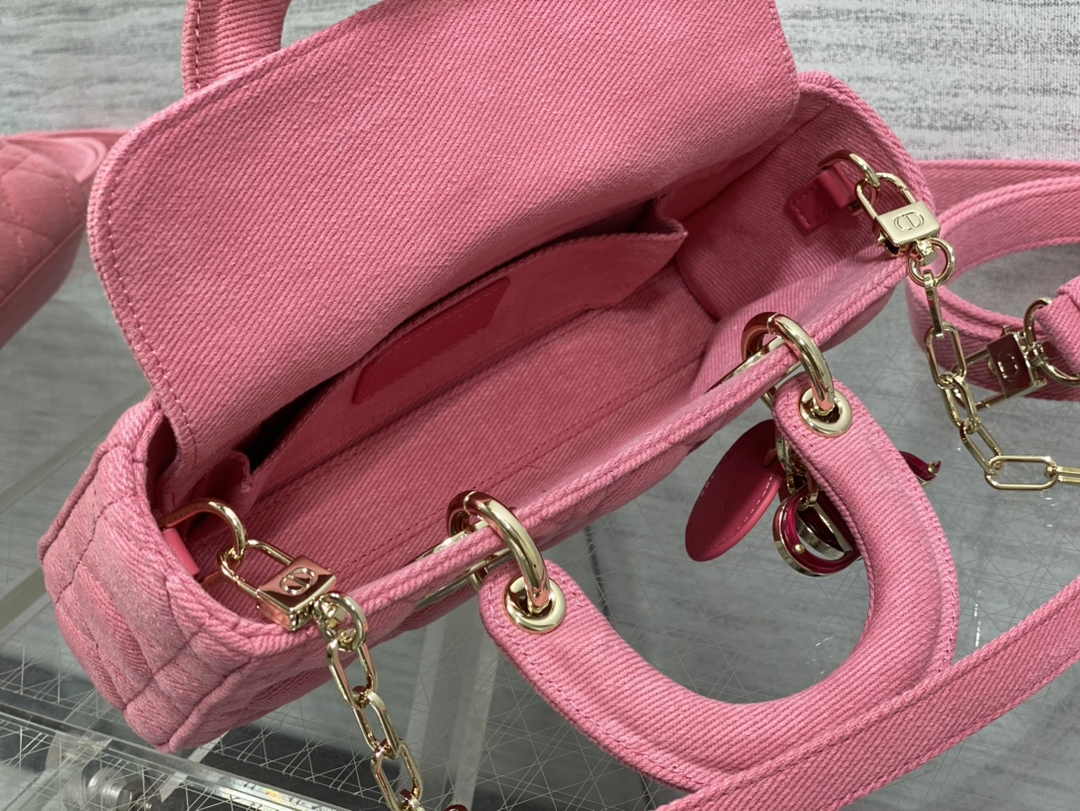 Dior Small Lady D-Joy Bag M0613 Pink Cannage Cotton - Default Title - View 4