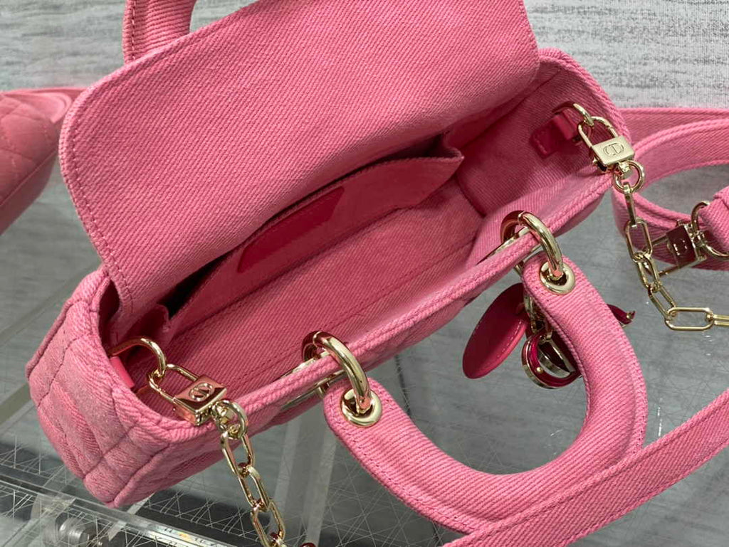 Dior Small Lady D-Joy Bag M0613 Pink Cannage Cotton - Default Title - View 4