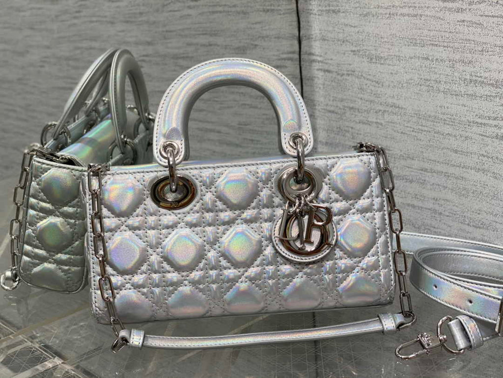 Dior Small Lady D-Joy Bag M0613 Silver Cannage Lambskin - Default Title - View 2
