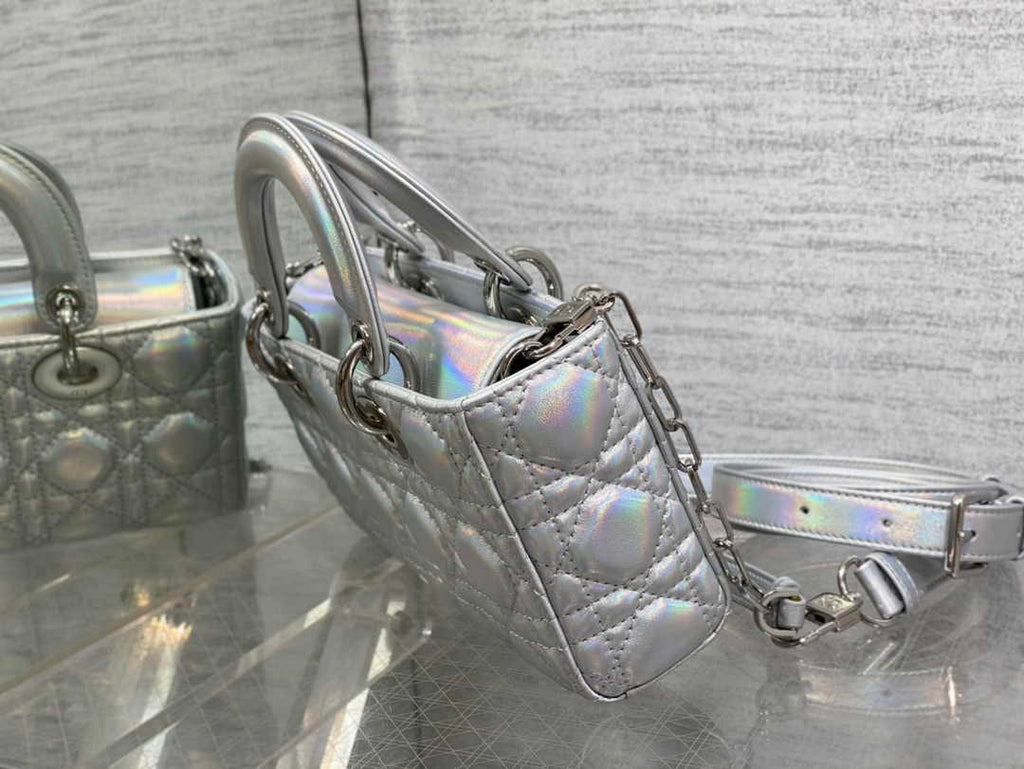 Dior Small Lady D-Joy Bag M0613 Silver Cannage Lambskin - Default Title - View 8