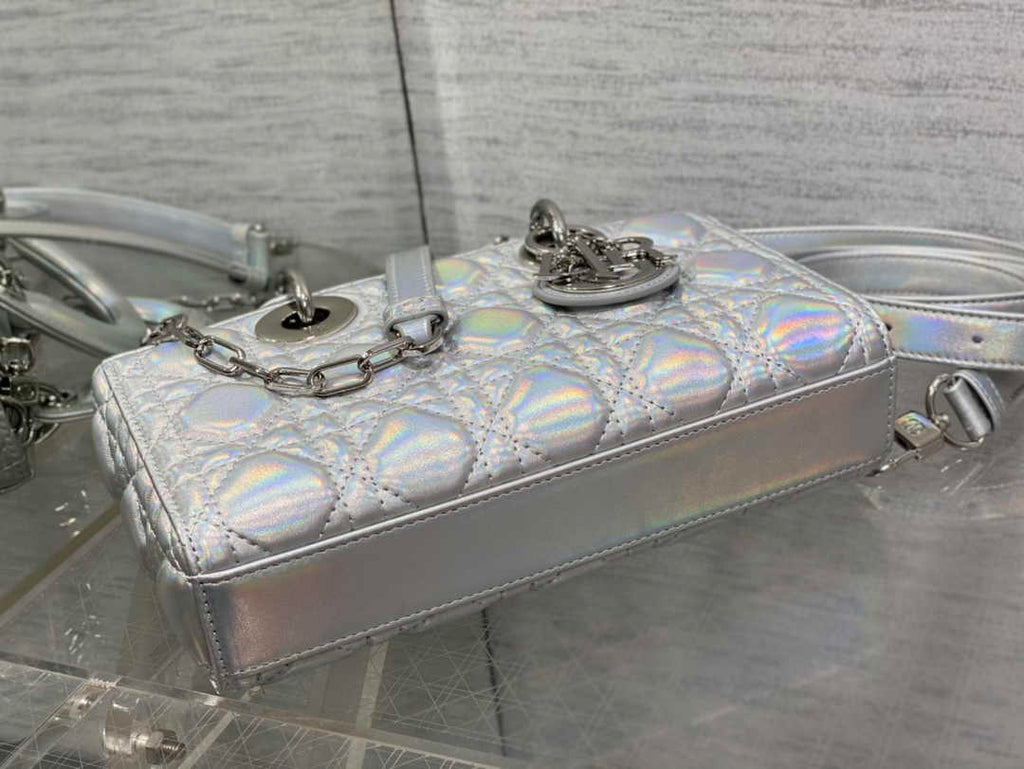 Dior Small Lady D-Joy Bag M0613 Silver Cannage Lambskin - Default Title - View 4