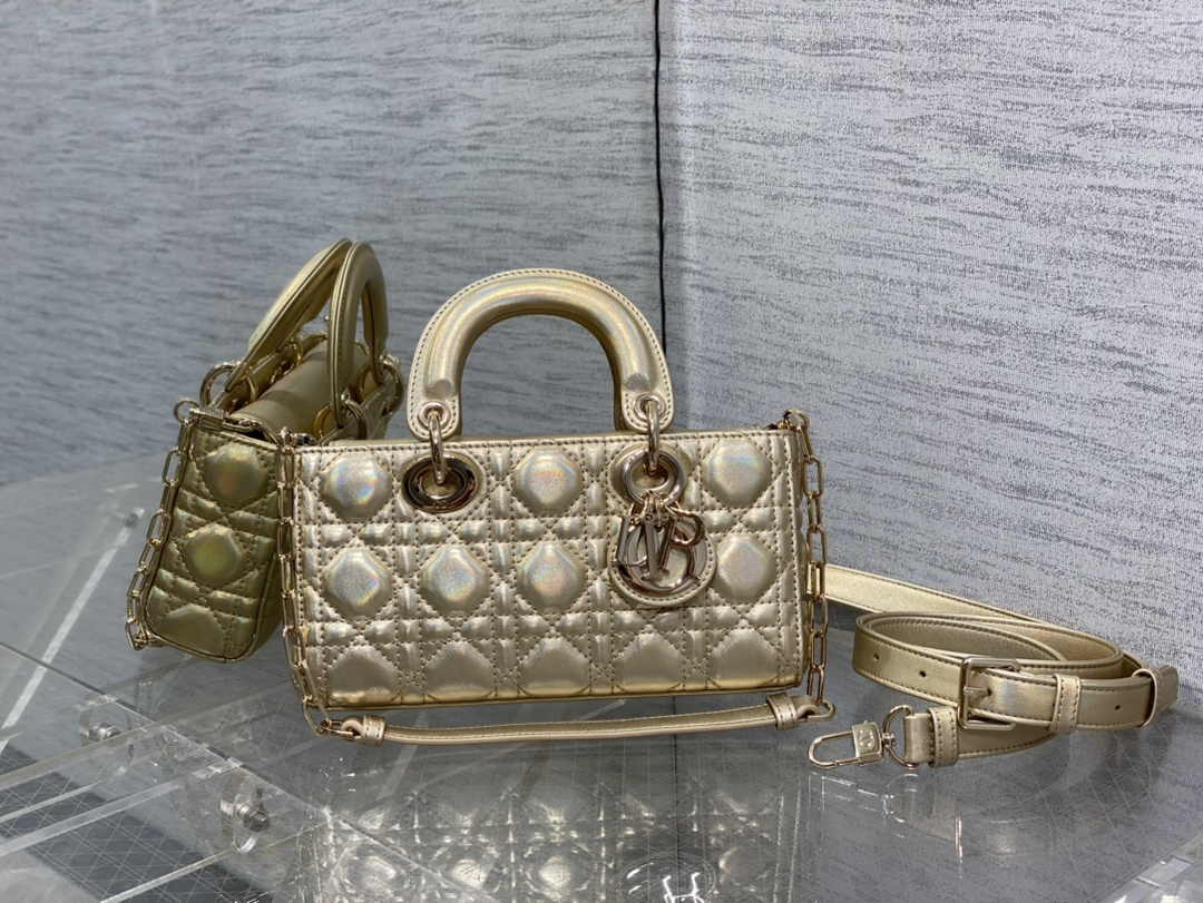 Dior Small Lady D-Joy Bag M0613 Gold Cannage Lambskin - Default Title - View 1