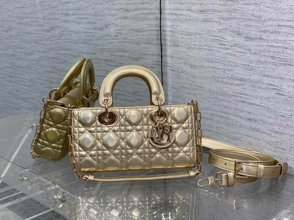 Dior Small Lady D-Joy Bag M0613 Gold Cannage Lambskin - Default Title - View 1
