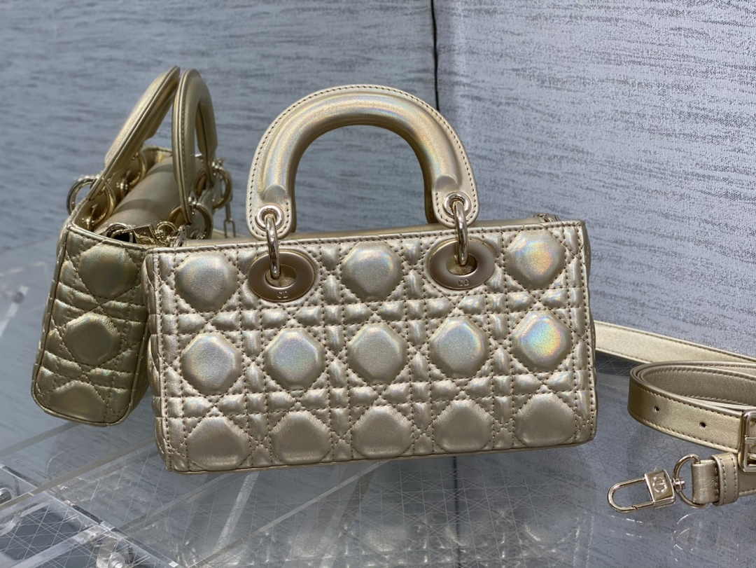 Dior Small Lady D-Joy Bag M0613 Gold Cannage Lambskin - Default Title - View 3