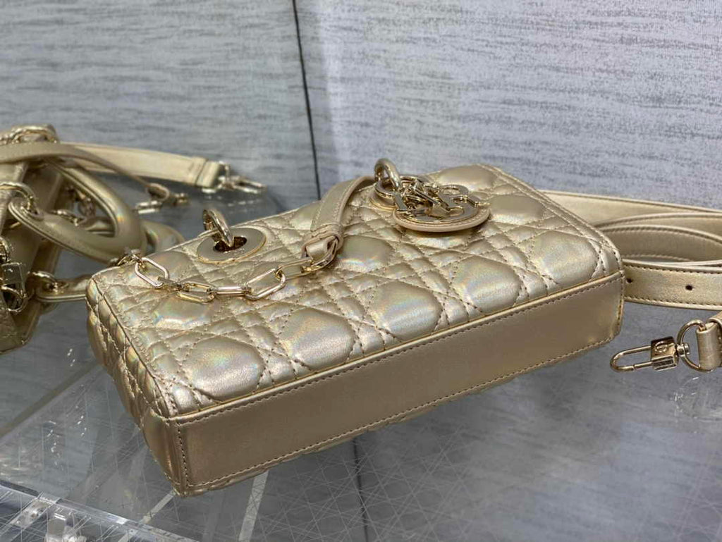 Dior Small Lady D-Joy Bag M0613 Gold Cannage Lambskin - Default Title - View 5