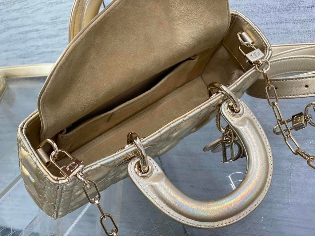Dior Small Lady D-Joy Bag M0613 Gold Cannage Lambskin - Default Title - View 4