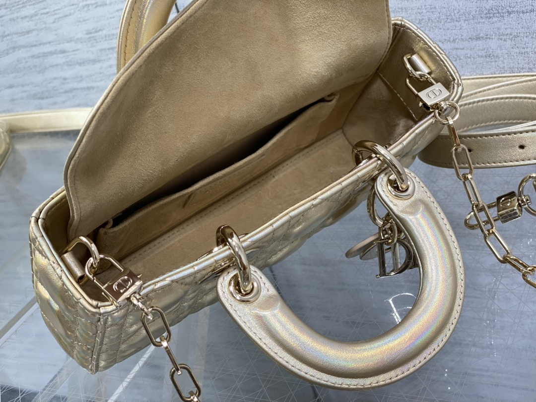 Dior Small Lady D-Joy Bag M0613 Gold Cannage Lambskin - Default Title - View 4
