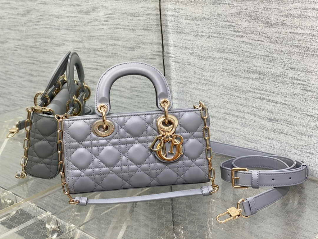 Dior Small Lady D-Joy Bag M0613 Gray Cannage Lambskin - Default Title - View 1