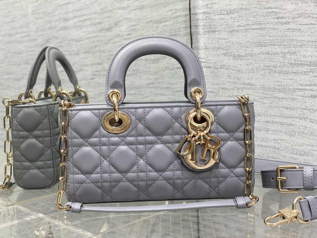 Dior Small Lady D-Joy Bag M0613 Gray Cannage Lambskin - Default Title - View 2