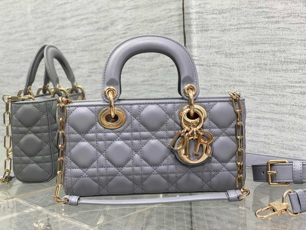 Dior Small Lady D-Joy Bag M0613 Gray Cannage Lambskin - Default Title - View 2