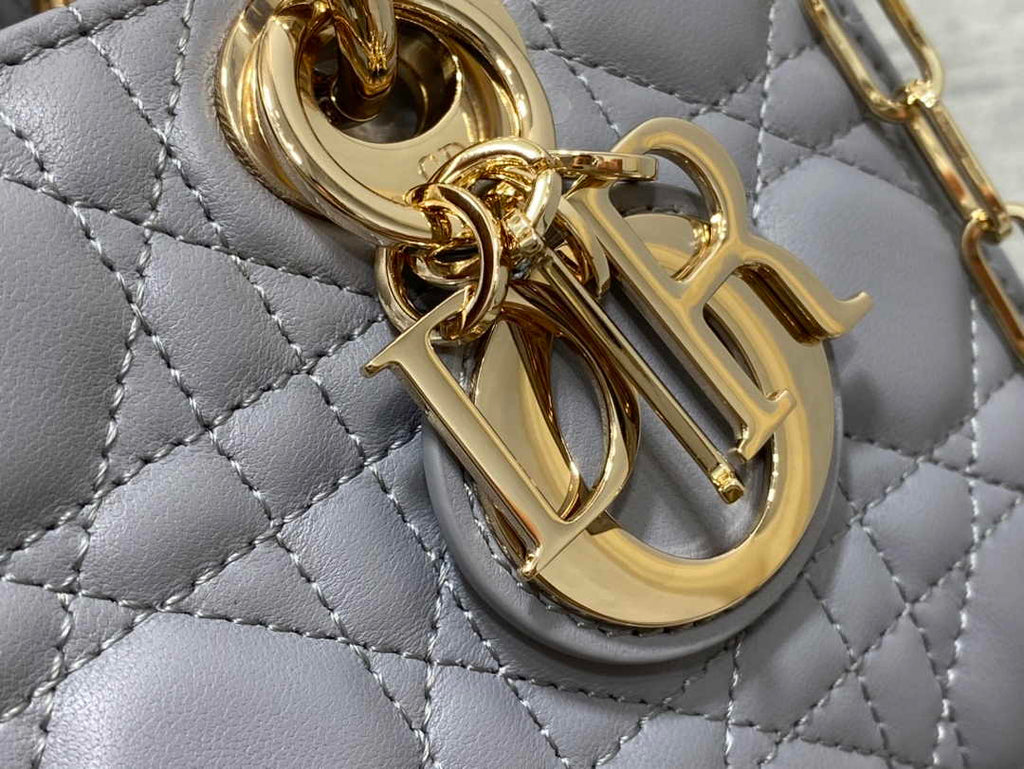 Dior Small Lady D-Joy Bag M0613 Gray Cannage Lambskin - Default Title - View 6