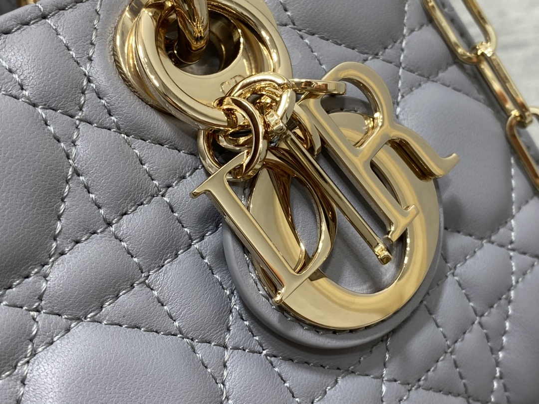 Dior Small Lady D-Joy Bag M0613 Gray Cannage Lambskin - Default Title - View 6