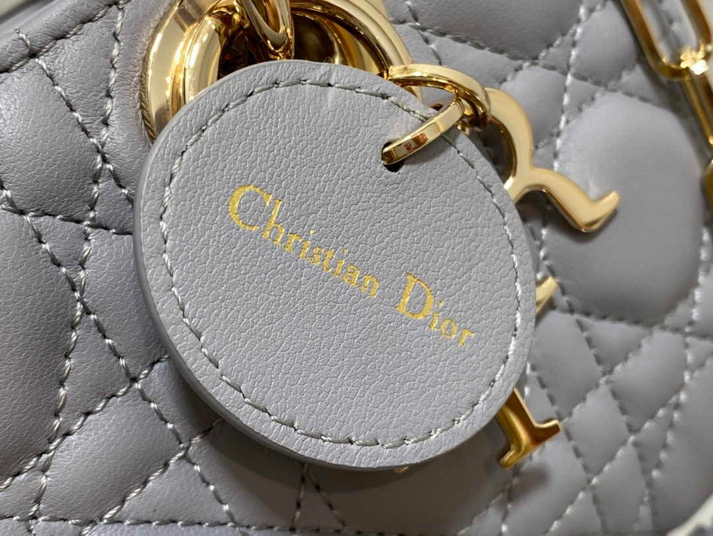 Dior Small Lady D-Joy Bag M0613 Gray Cannage Lambskin - Default Title - View 7