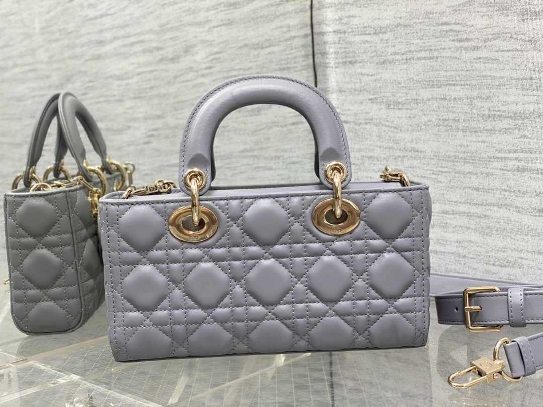 Dior Small Lady D-Joy Bag M0613 Gray Cannage Lambskin - Default Title - View 3