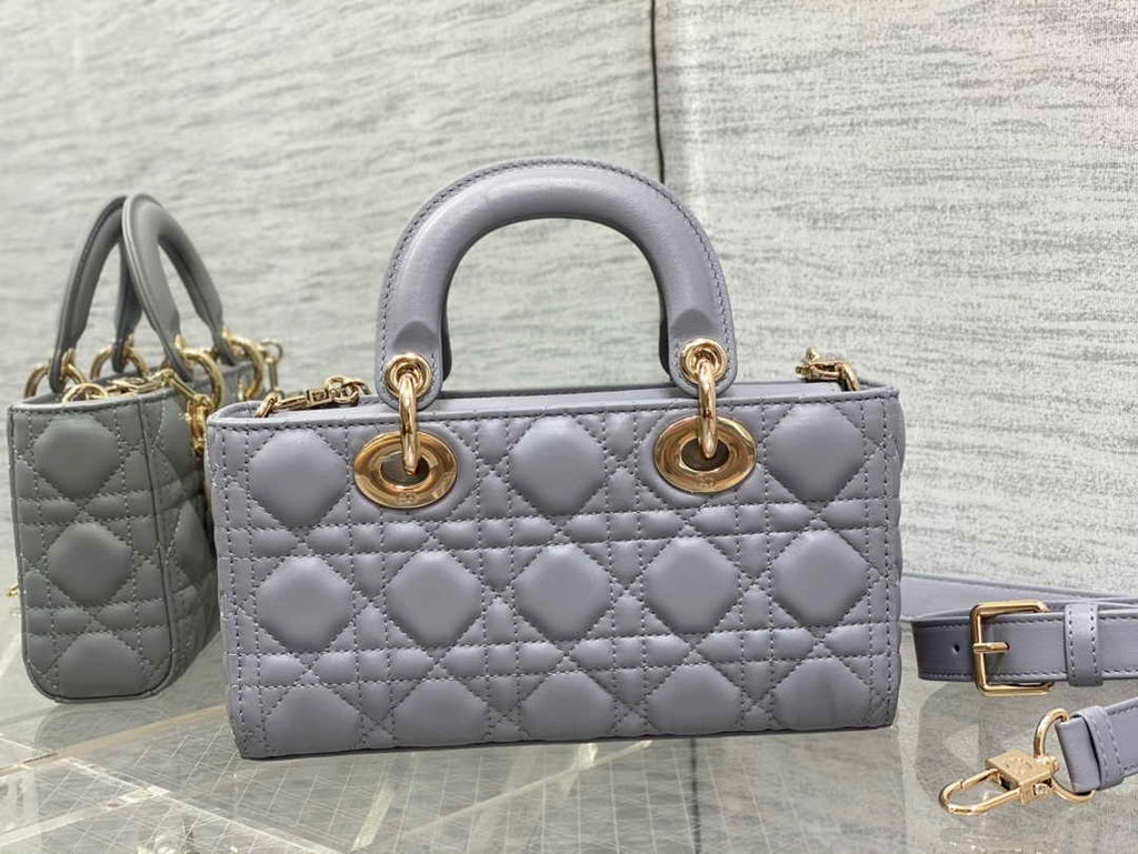 Dior Small Lady D-Joy Bag M0613 Gray Cannage Lambskin - Default Title - View 3