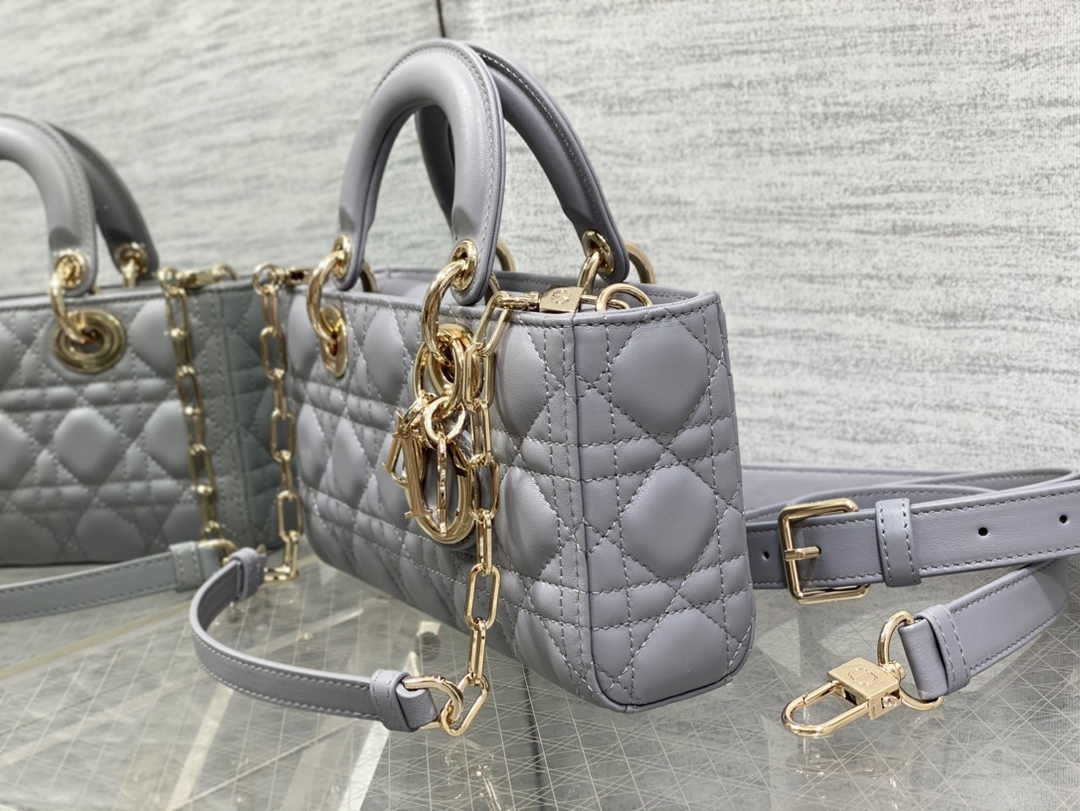 Dior Small Lady D-Joy Bag M0613 Gray Cannage Lambskin - Default Title - View 4