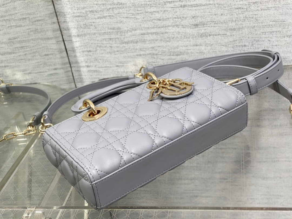 Dior Small Lady D-Joy Bag M0613 Gray Cannage Lambskin - Default Title - View 8