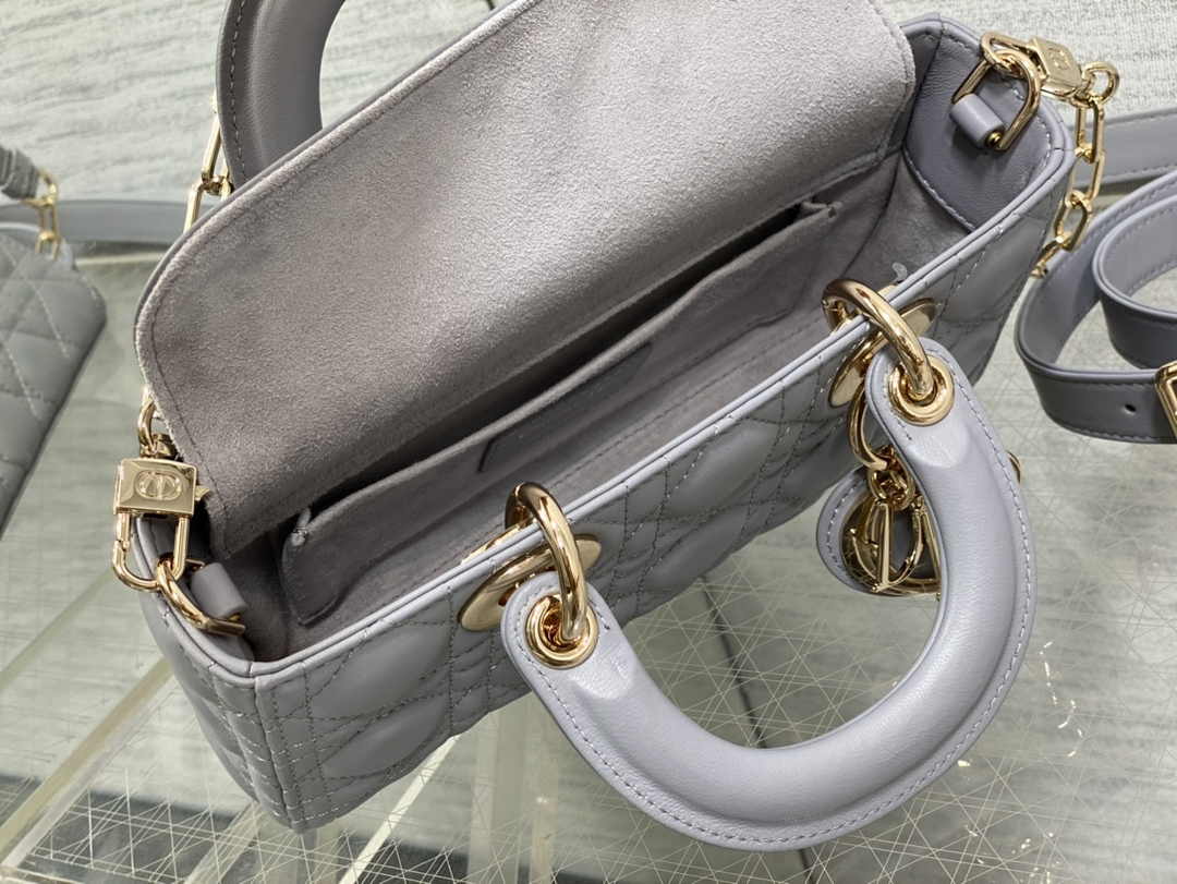 Dior Small Lady D-Joy Bag M0613 Gray Cannage Lambskin - Default Title - View 5