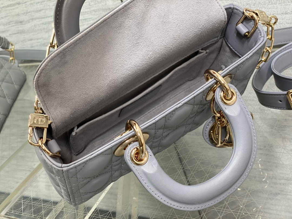Dior Small Lady D-Joy Bag M0613 Gray Cannage Lambskin - Default Title - View 5