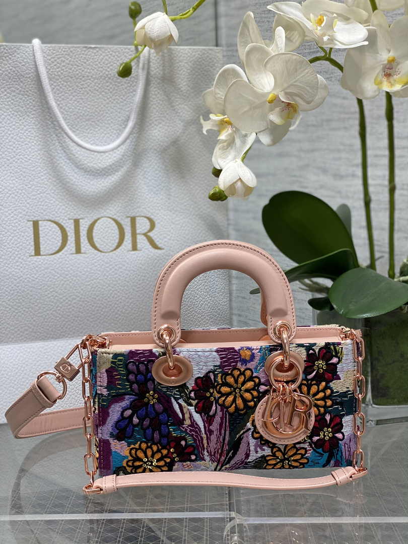 Dior Small Lady D-Joy Bag M0613 Pink Cannage Calfskin E70 - Default Title - View 1