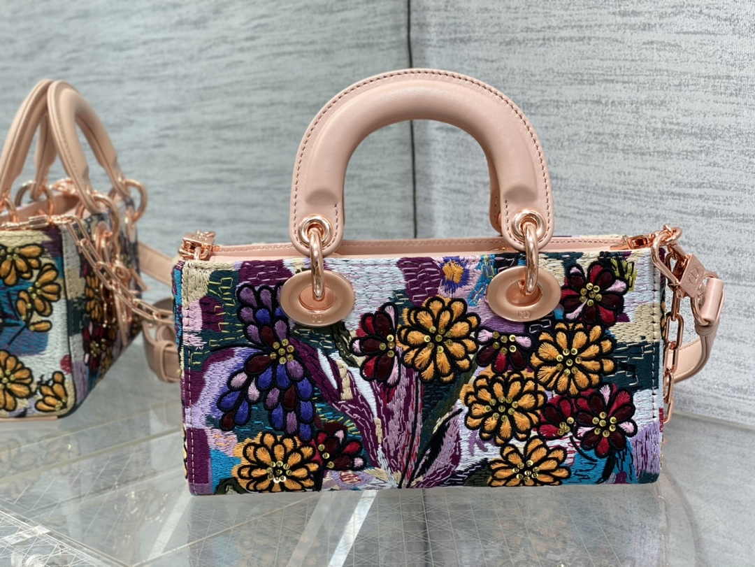 Dior Small Lady D-Joy Bag M0613 Pink Cannage Calfskin E70 - Default Title - View 3