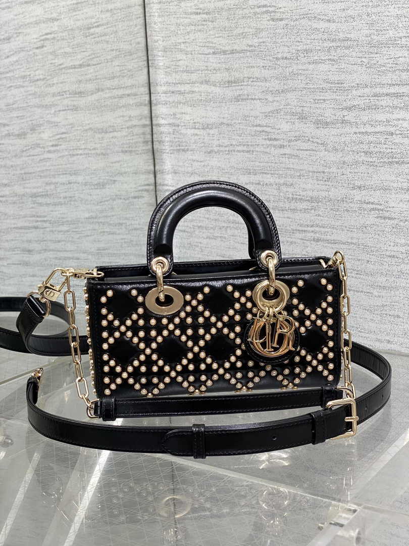 Dior Small Lady D-Joy Bag M0613 Black Calfskin E800 - Default Title - View 2