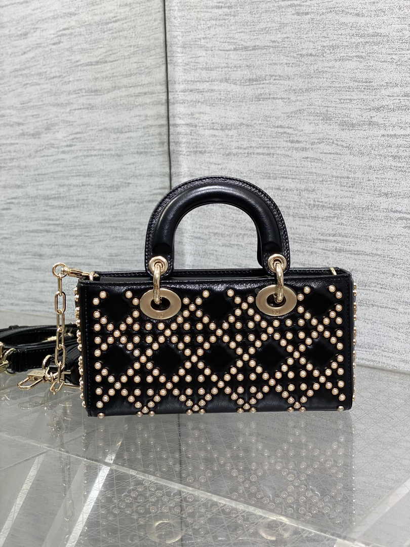Dior Small Lady D-Joy Bag M0613 Black Calfskin E800 - Default Title - View 3