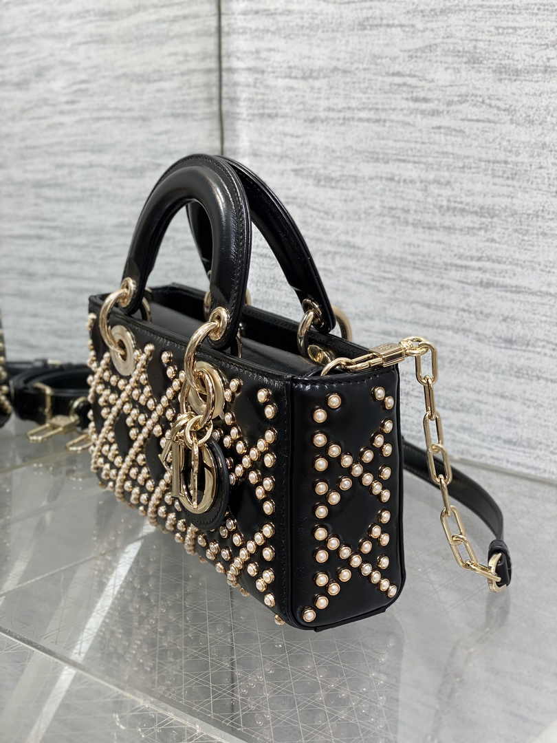 Dior Small Lady D-Joy Bag M0613 Black Calfskin E800 - Default Title - View 4