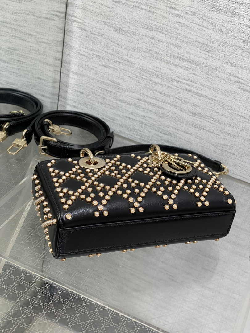 Dior Small Lady D-Joy Bag M0613 Black Calfskin E800 - Default Title - View 5