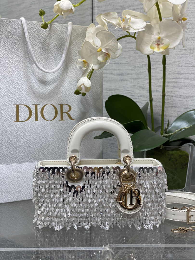Dior Small Lady D-Joy Bag M0613 White Cannage Calfskin - Default Title - View 1