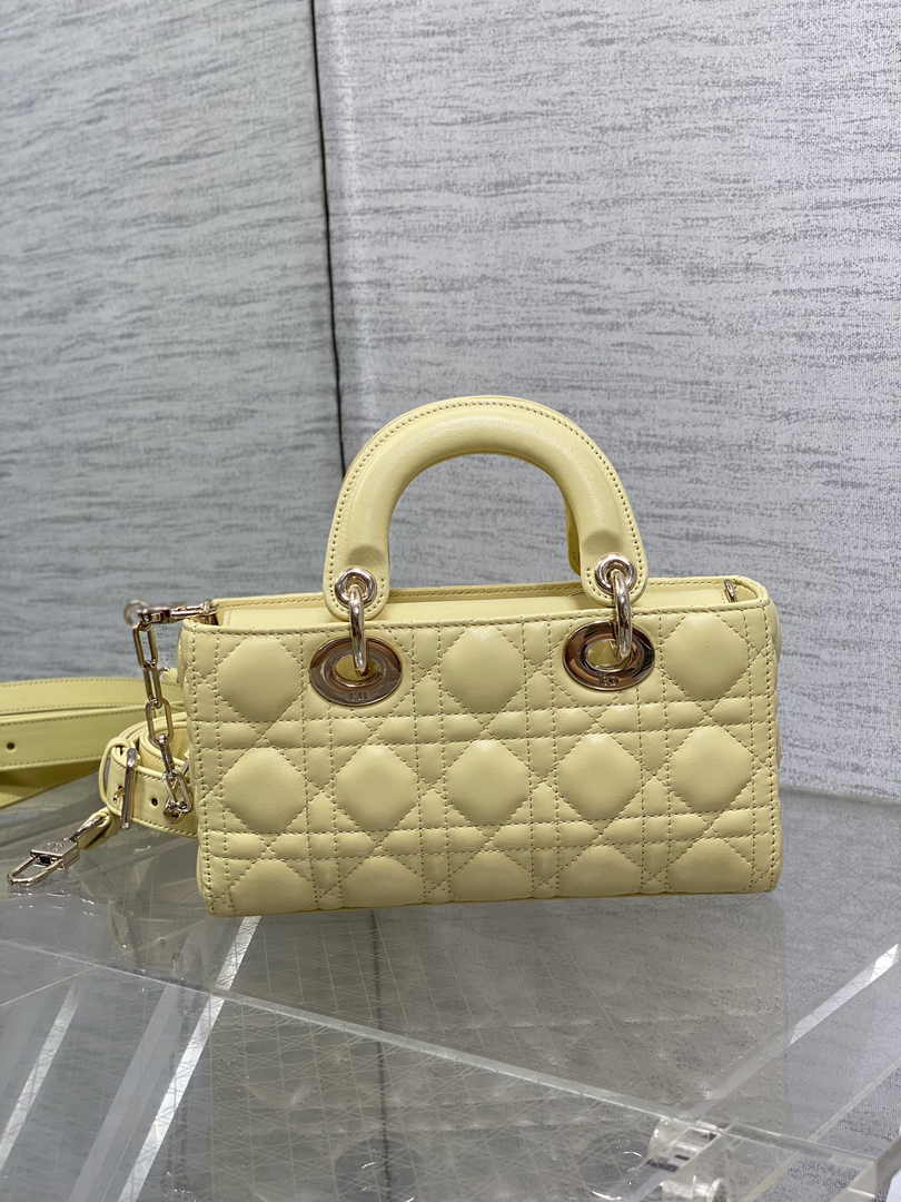 Dior Small Lady D-Joy Bag M0613 Yellow Calfskin E812 - Default Title - View 3