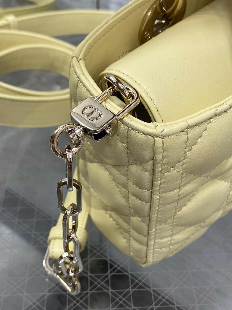 Dior Small Lady D-Joy Bag M0613 Yellow Calfskin E812 - Default Title - View 4