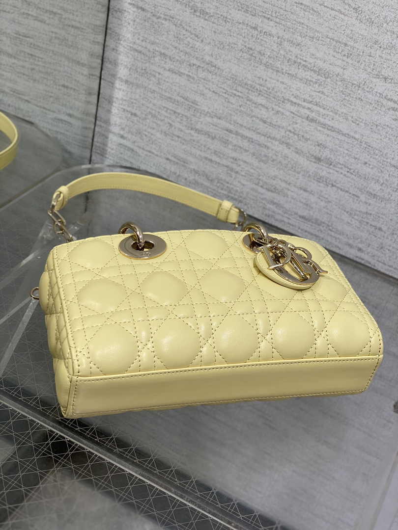 Dior Small Lady D-Joy Bag M0613 Yellow Calfskin E812 - Default Title - View 5