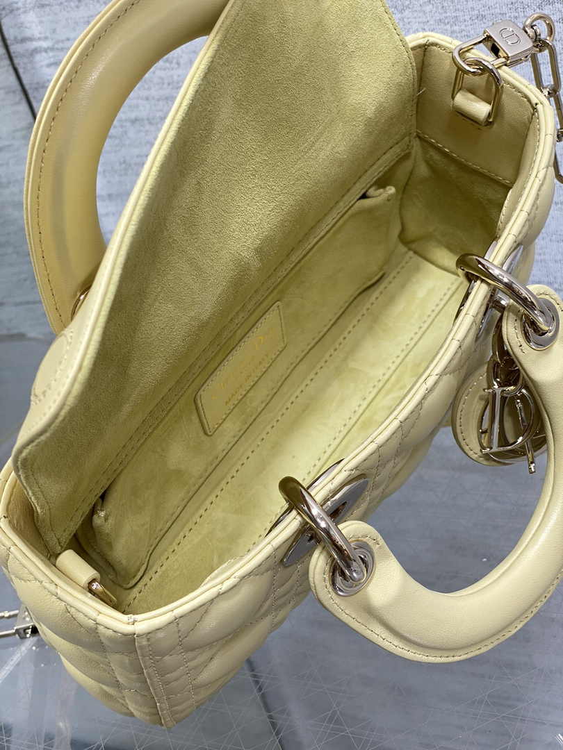 Dior Small Lady D-Joy Bag M0613 Yellow Calfskin E812 - Default Title - View 6