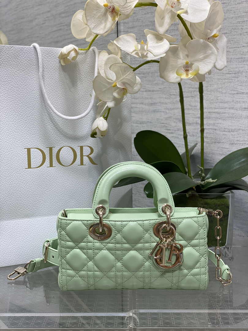 Dior Small Lady D-Joy Bag M0613 Green Calfskin E813 - Default Title - View 1