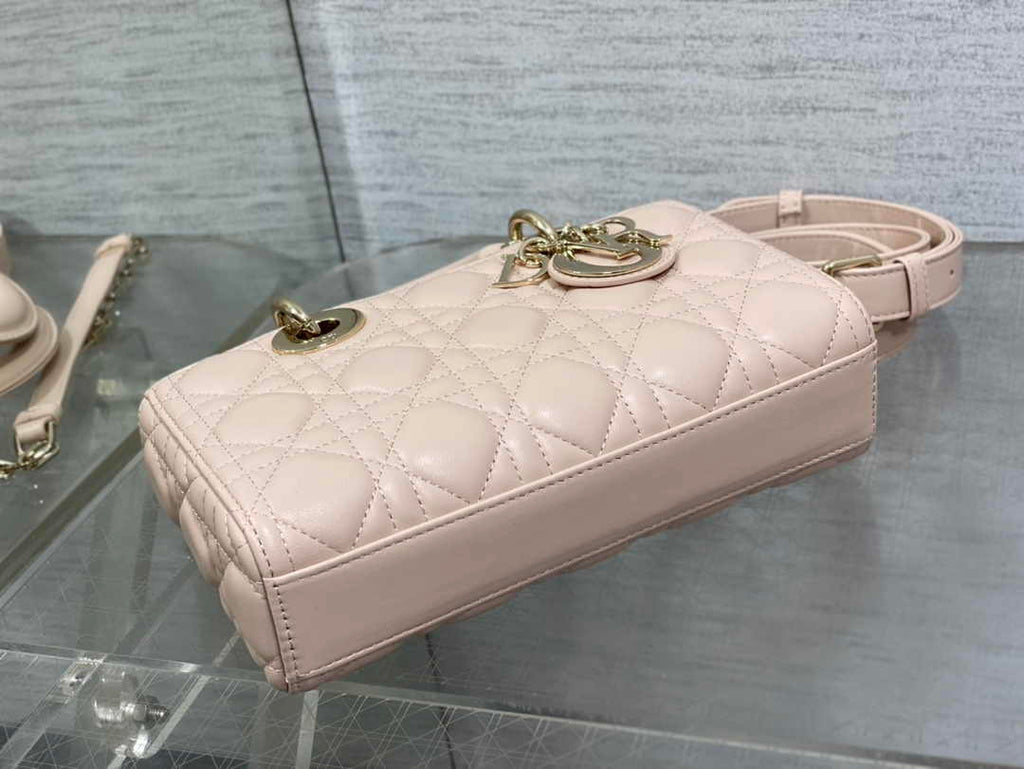 Dior Small Lady D-Joy Bag M0613 Dark Beige Calfskin E814 - Default Title - View 5
